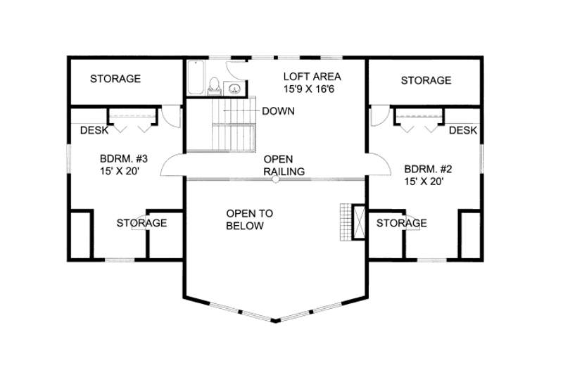 Home Plan - Floor Plan - Lower Floor for Cabin House Plan #117-764 - 3 bed, 3 bath
