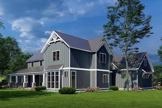 Exterior - Rear Elevation for Farmhouse House Plan #923-257 - 3 bed, 3.5 bath