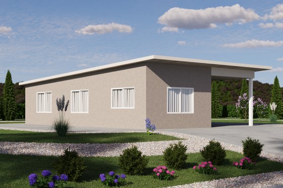 Exterior - Front Elevation 3 for Modern House Plan #1106-67 - 3 bed, 2 bath