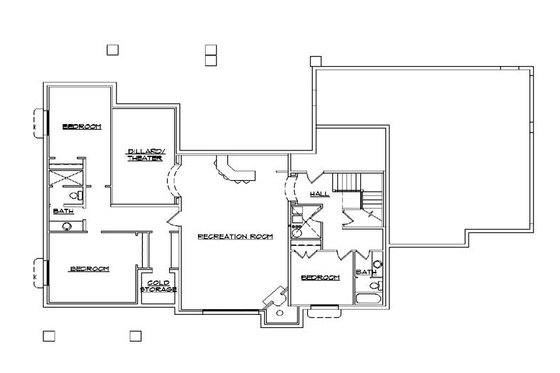 Floor Plan - Lower Floor for European House Plan #5-355 - 4 bed, 4 bath