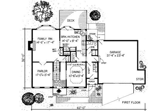 Floor Plan - Main Floor for Colonial House Plan #312-283 - 4 bed, 2.5 bath
