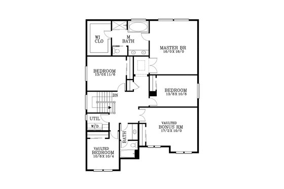 Floor Plan - Upper Floor for Craftsman House Plan #53-553 - 4 bed, 2.5 bath