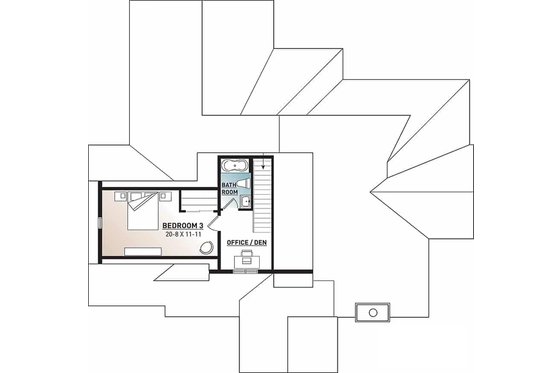 Floor Plan - Upper Floor for Traditional House Plan #23-2303 - 3 bed, 3 bath