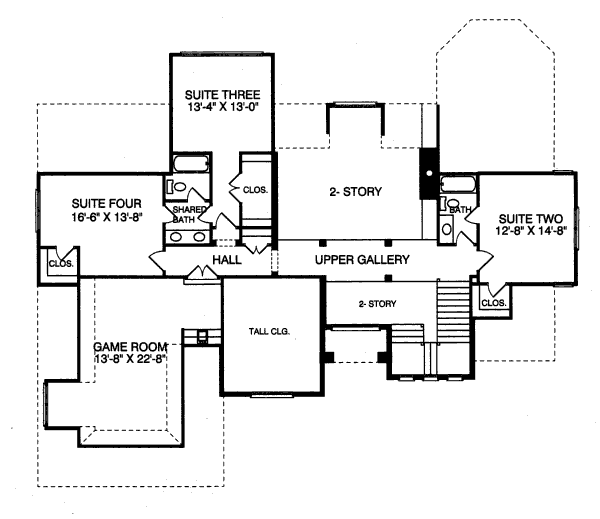 Architectural House Design - European Floor Plan - Upper Floor Plan #413-818
