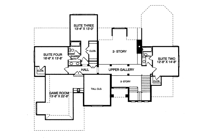 Dream House Plan - Floor Plan - Upper Floor for European House Plan #413-818 - 4 bed, 3.5 bath
