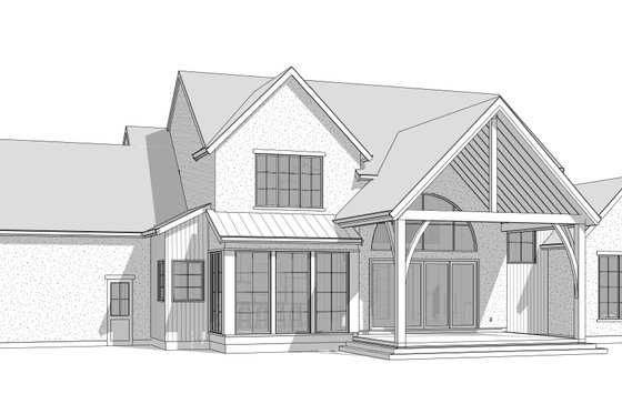 Exterior - Rear Elevation 1 for Farmhouse House Plan #1114-16 - 4 bed, 3.5 bath