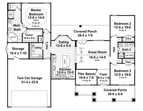 House Blueprint - Ranch Floor Plan - Main Floor Plan #21-614
