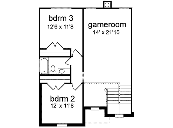 Traditional Floor Plan - Upper Floor Plan #84-180
