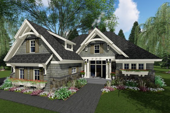 Exterior - Front Elevation 3 for Craftsman House Plan #51-584 - 3 bed, 2.5 bath