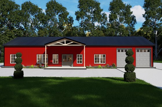 Exterior - Front Elevation 6 for Barndominium House Plan #1107-49 - 3 bed, 2.5 bath
