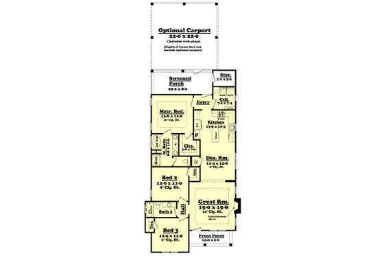 Floor Plan - Main Floor for Cottage House Plan #430-95 - 3 bed, 2 bath