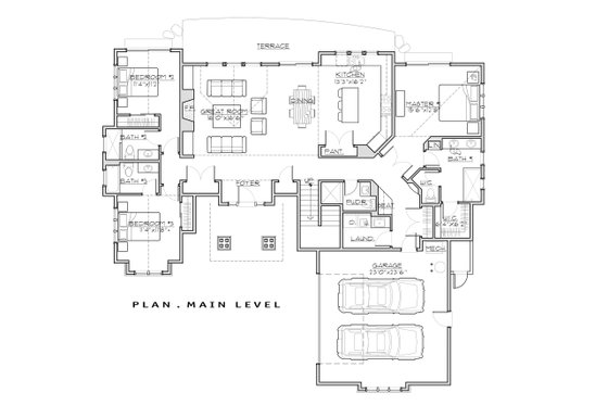 Floor Plan - Main Floor for Craftsman House Plan #892-38 - 4 bed, 5 bath