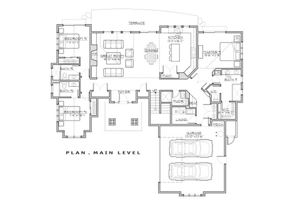 Craftsman Floor Plan - Main Floor Plan #892-38