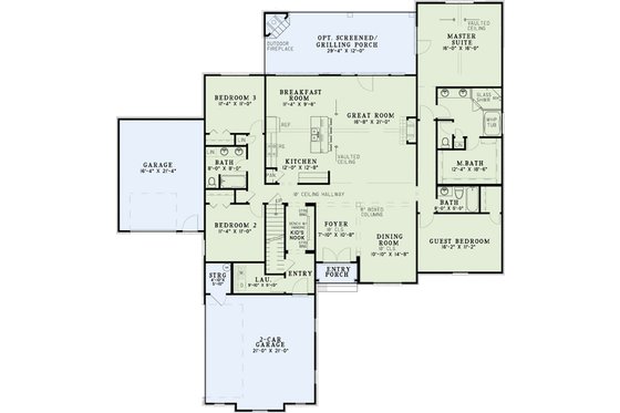 Floor Plan - Main Floor for European House Plan #17-2537 - 4 bed, 3 bath