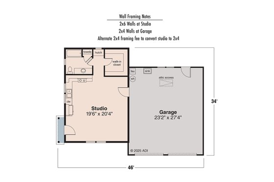 Floor Plan - Main Floor for Traditional House Plan #124-942 - 1 bed, 1 bath