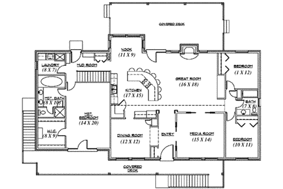 Floor Plan - Main Floor for Country House Plan #5-145 - 3 bed, 2 bath