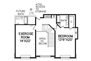 Floor Plan - Upper Floor for European House Plan #65-189 - 4 bed, 3.5 bath