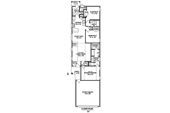Floor Plan - Main Floor for Cottage House Plan #81-1384 - 3 bed, 2 bath