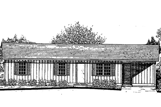 Exterior - Front Elevation 3 for Ranch House Plan #30-238 - 3 bed, 1 bath
