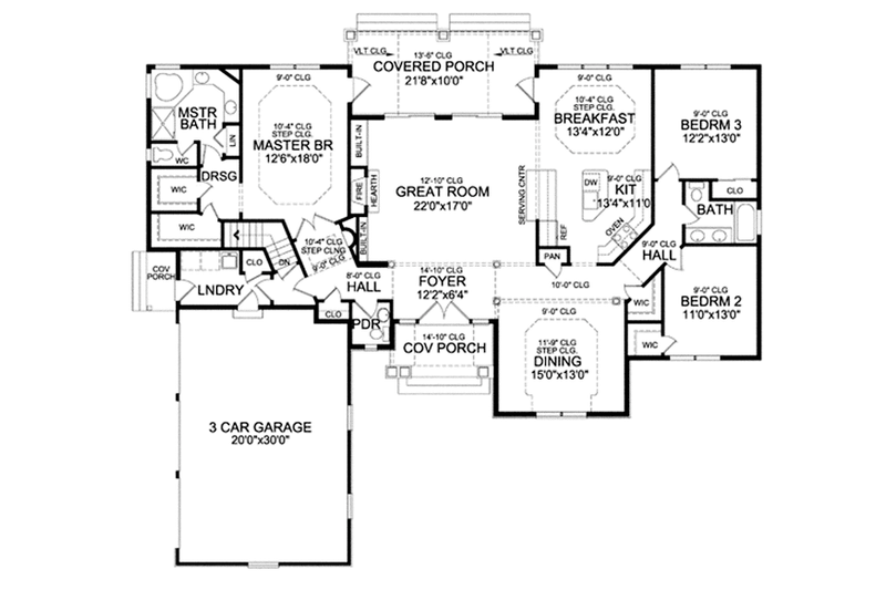Dream House Plan - Floor Plan - Main Floor for Craftsman House Plan #314-289 - 3 bed, 2.5 bath