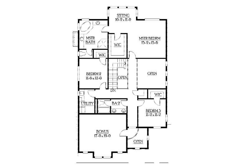 Dream House Plan - Floor Plan - Upper Floor for Craftsman House Plan #132-403 - 3 bed, 2.5 bath