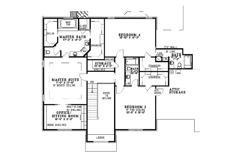 Home Plan - Floor Plan - Upper Floor for Traditional House Plan #17-2835 - 4 bed, 4.5 bath