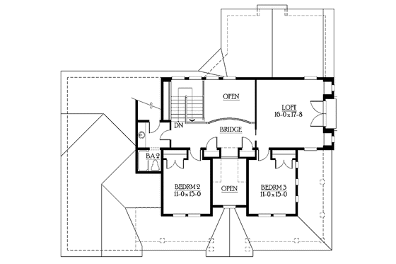 Floor Plan - Upper Floor for Craftsman House Plan #132-468 - 3 bed, 2.5 bath