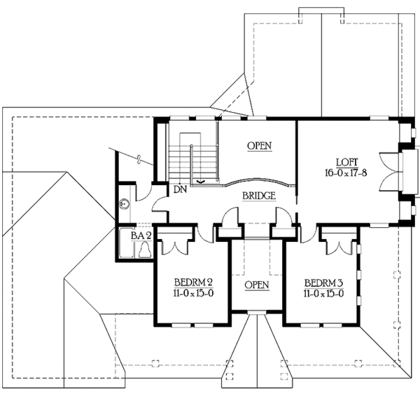 Craftsman Floor Plan - Upper Floor Plan #132-468