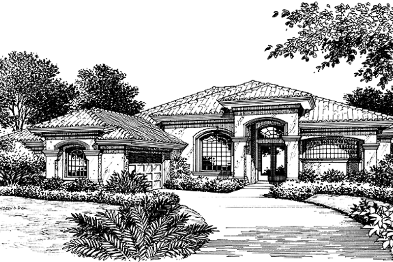 Architectural House Design - Mediterranean Exterior - Front Elevation Plan #417-713