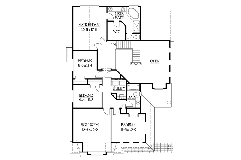 Home Plan - Floor Plan - Upper Floor for Craftsman House Plan #132-260 - 4 bed, 2.5 bath