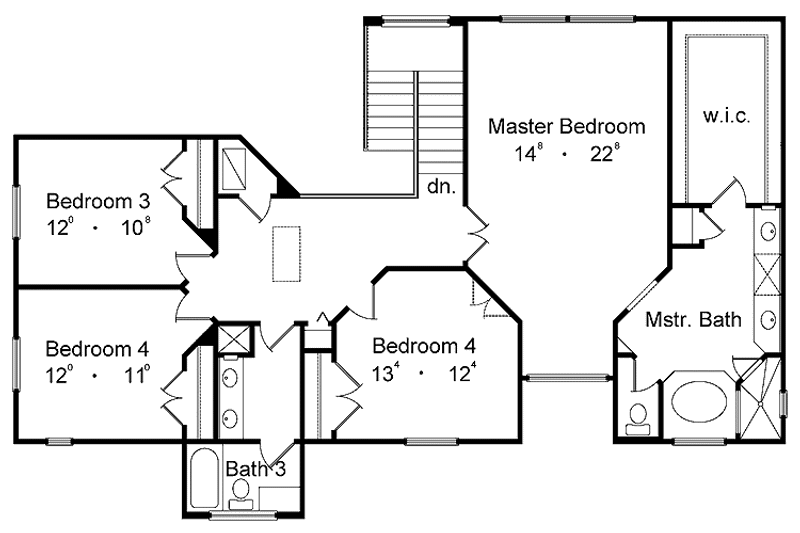 Dream House Plan - Floor Plan - Upper Floor for Country House Plan #1015-54 - 5 bed, 3 bath