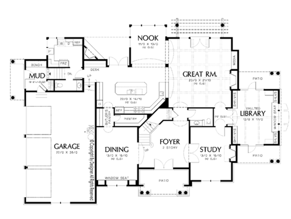 House Blueprint - Craftsman Floor Plan - Main Floor Plan #48-854