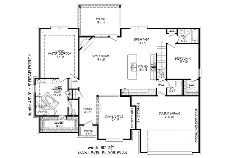 House Design - Floor Plan - Main Floor for Country House Plan #932-209 - 4 bed, 3 bath