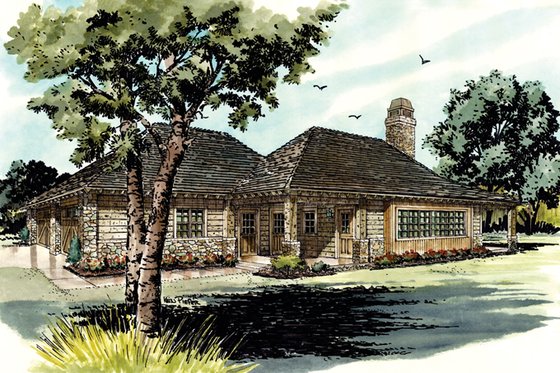 Exterior - Front Elevation 3 for Country House Plan #942-28 - 1 bed, 1 bath