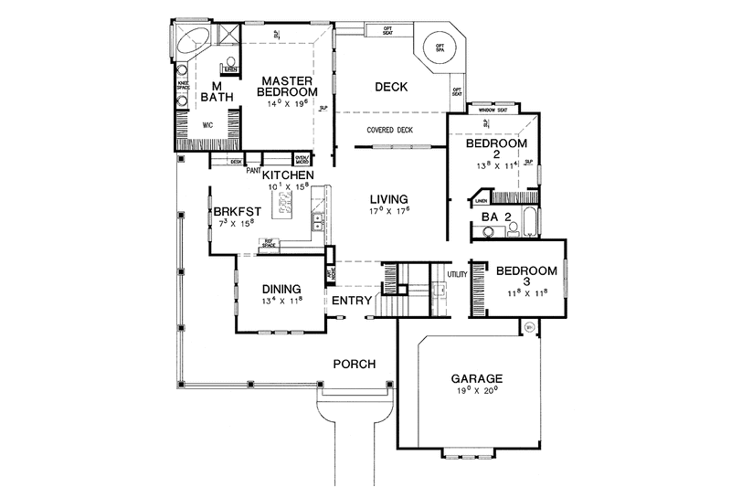 Dream House Plan - Floor Plan - Main Floor for Country House Plan #472-82 - 4 bed, 3 bath