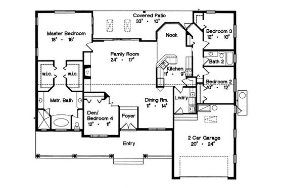 Floor Plan - Main Floor for European House Plan #417-232 - 4 bed, 2 bath