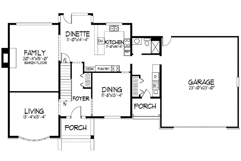 House Blueprint - Floor Plan - Main Floor for Tudor House Plan #51-908 - 4 bed, 3 bath