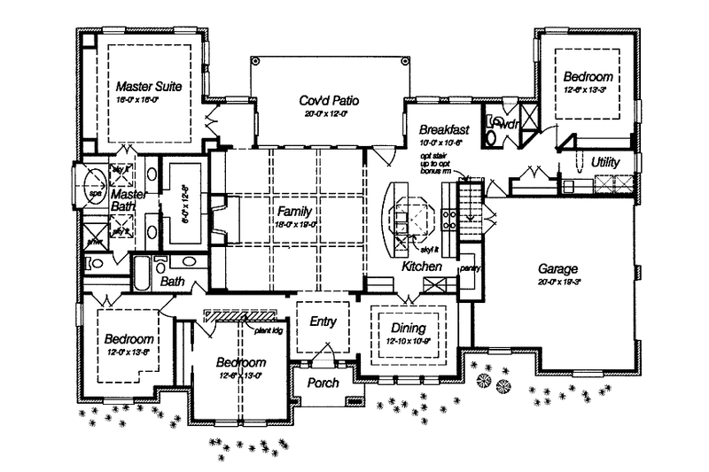 House Blueprint - Floor Plan - Main Floor for Ranch House Plan #946-11 - 4 bed, 3 bath