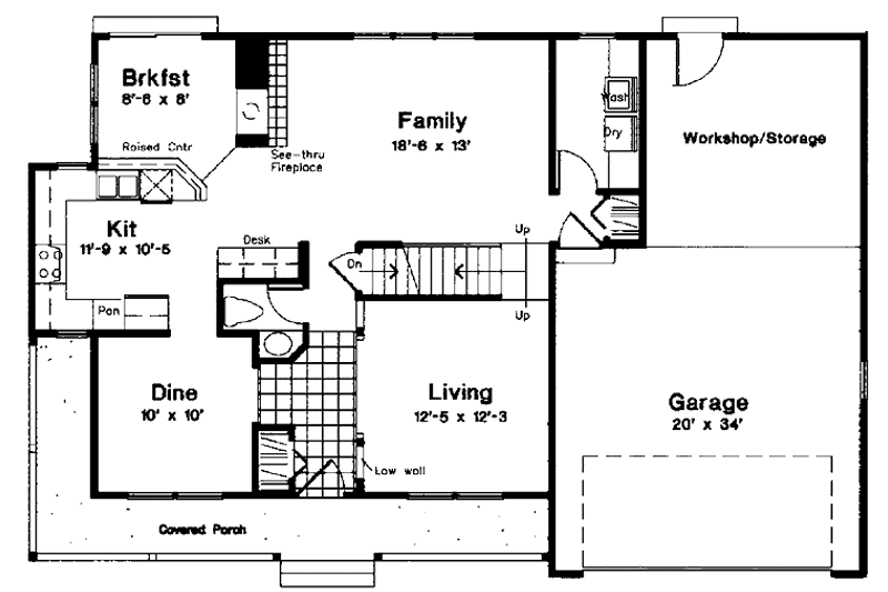 Home Plan - Floor Plan - Main Floor for Country House Plan #300-130 - 3 bed, 2.5 bath