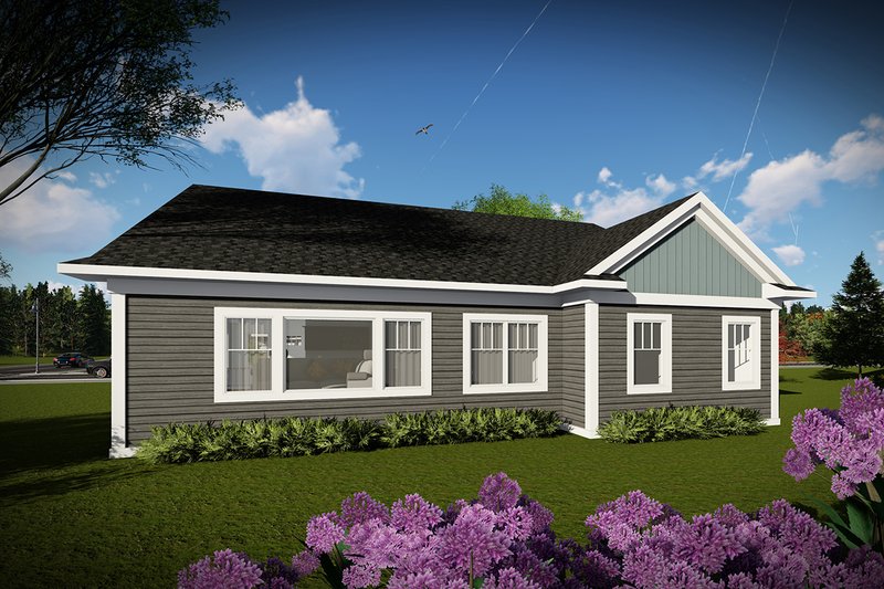 Architectural House Design - Exterior - Rear Elevation for Ranch House Plan #70-1457 - 3 bed, 2 bath
