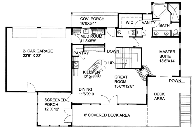 Bungalow Style House Plan - 3 Beds 3.5 Baths 1824 Sq/Ft Plan #117-670 ...