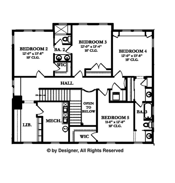 Home Plan - Colonial Floor Plan - Upper Floor Plan #1058-9