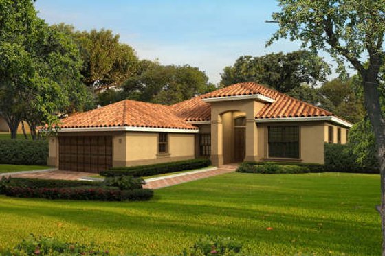 Exterior - Front Elevation for Mediterranean House Plan #420-268 - 4 bed, 3 bath