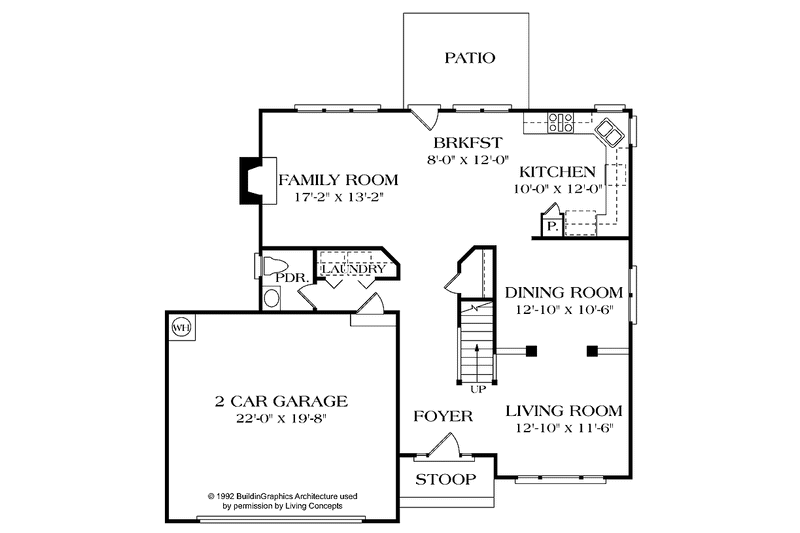 House Design - Floor Plan - Main Floor for Colonial House Plan #453-303 - 3 bed, 2.5 bath