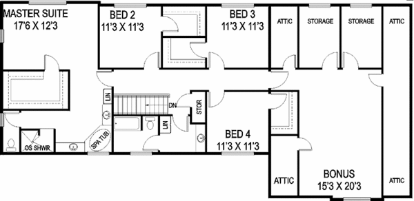 Dream House Plan - Country Floor Plan - Upper Floor Plan #60-831