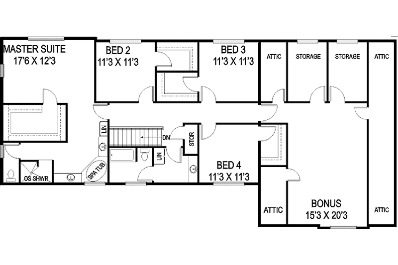 Home Plan - Floor Plan - Upper Floor for Country House Plan #60-831 - 5 bed, 2.5 bath