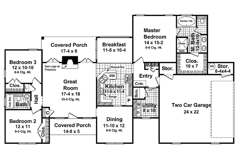 Home Plan - Floor Plan - Main Floor for Contemporary House Plan #21-402 - 3 bed, 2 bath