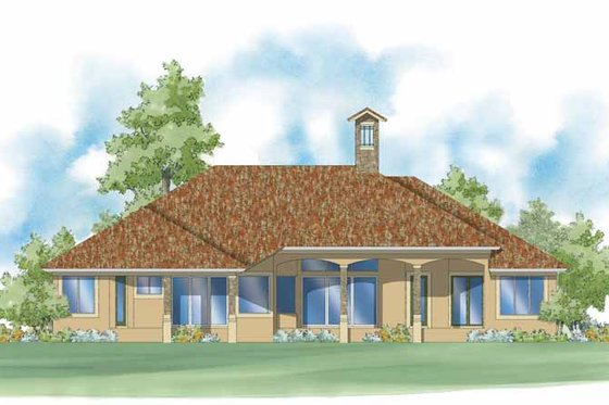 Exterior - Rear Elevation for Mediterranean House Plan #930-422 - 4 bed, 3.5 bath