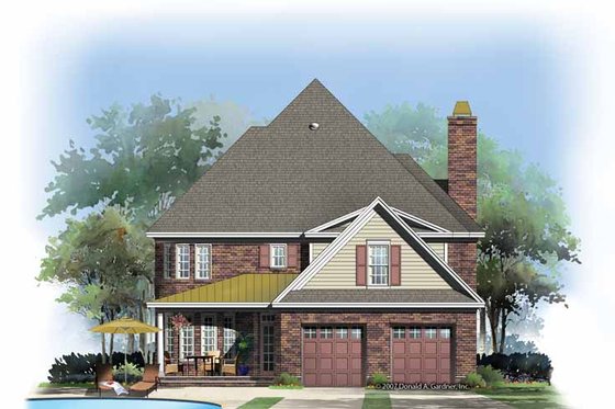 Exterior - Rear Elevation for Country House Plan #929-867 - 3 bed, 2.5 bath