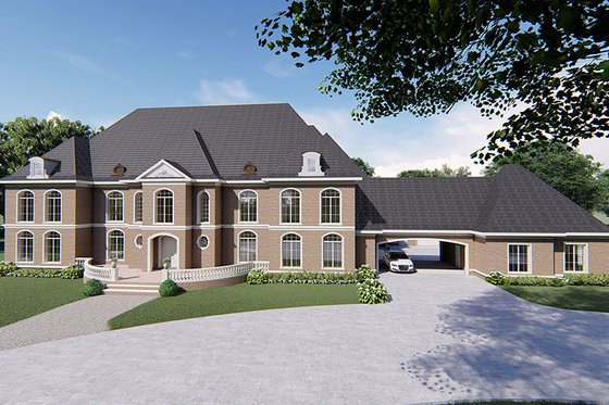 Exterior - Front Elevation 3 for European House Plan #923-256 - 6 bed, 6.5 bath
